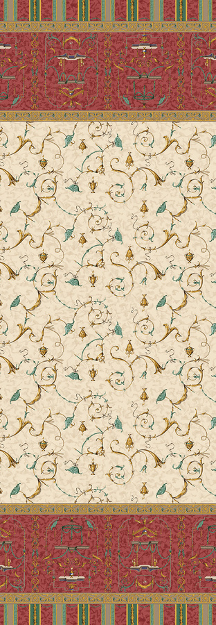 Bassetti Tischläufer Twill OPLONTIS aus Baumwolle in Rot und Beige mit floralem Muster - Bild 1