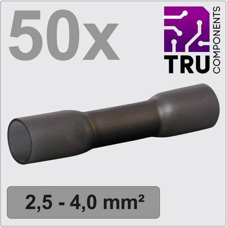 TRU COMPONENTS TC-12888408 Stoßverbinder mit Schrumpfschlauch 2.5mm² 4mm² vollisoliert Schwarz 50 Stück - Bild 1