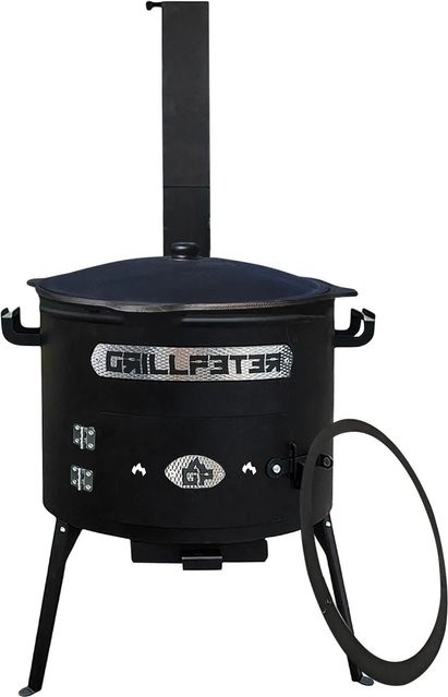 Grillpeter Utschak Asamat Chiminea mit Kazan aus Gusseisen in Schwarz mit 12L Fassungsvermögen - Bild 1