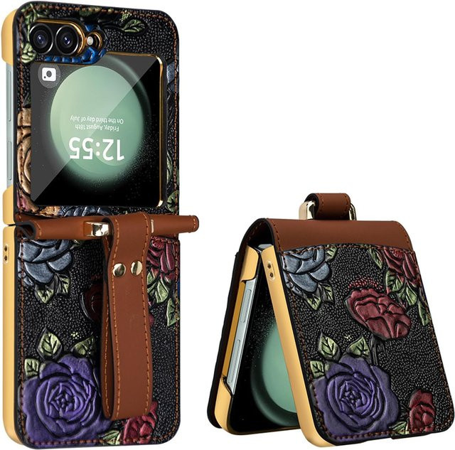 Samsung Galaxy Z Flip7 FE und Flip6 5G Schutzhülle mit integrierter Handschlaufe und Glas, Multicolour - Bild 1