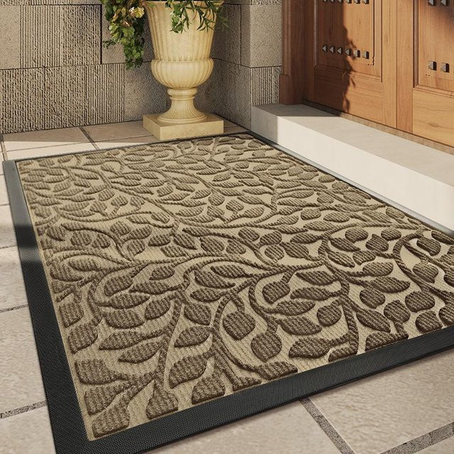 Rutschfeste Schmutzfangmatte aus Gummi und Polyester für den Eingangsbereich, Beige, B/T: 43 x 75 cm - Bild 1