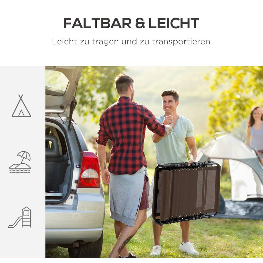 Outsunny Sonnenliege braun aus pulverbeschichtetem Stahl mit verstellbarer Kopfstütze und Textilene-Gewebe, B/H/L: 58 x 30 x 185 cm - Bild 3