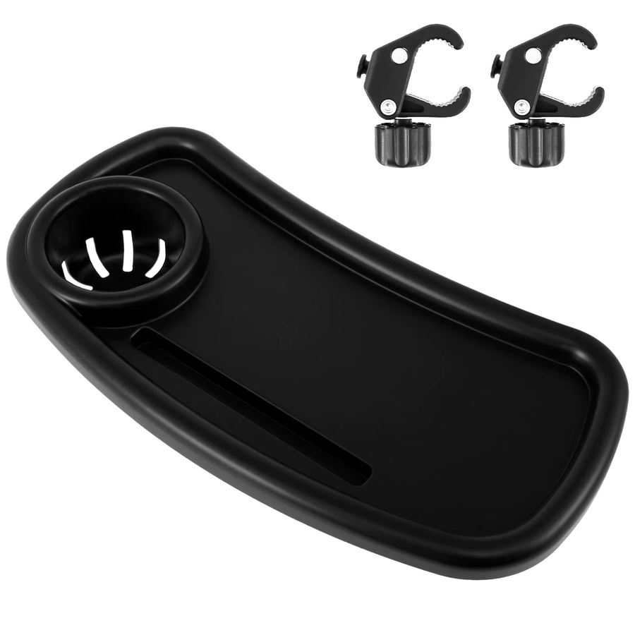 Universelles Kinderwagen-Snack-Tablett mit Getränkehalter und abnehmbarer Schnalle, Schwarz - Bild 6