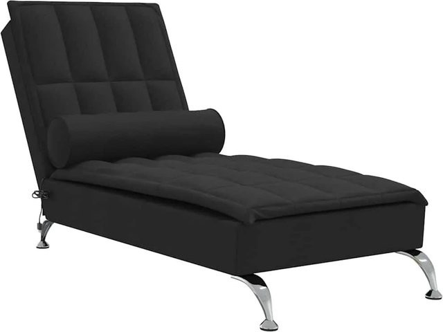 vidaXL Massage-Chaiselongue in Schwarz aus Stoff mit verstellbarer Nackenrolle und USB-Ladefunktion, B/T/H: 187,0 x 75,0 x 56,0 cm - Bild 1