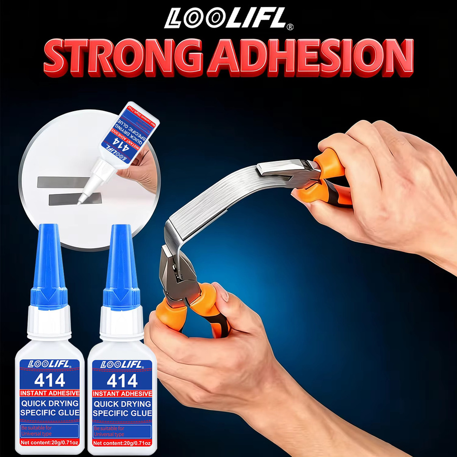 LOOLIFL Sofortkleber 414 Schnelltrocknender Superkleber Extra Stark für Kunststoff, Glas und Metall - Bild 2
