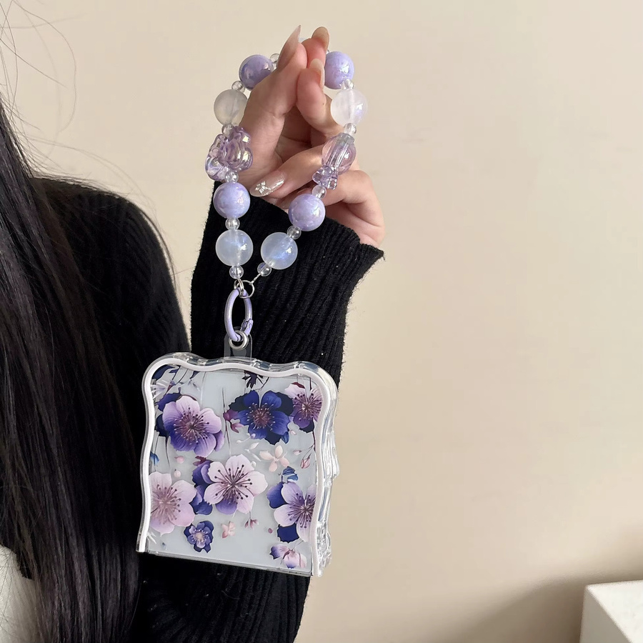 Stoßfeste Samsung Galaxy Z Flip Handyhülle mit Ölgemälde-Blumenmuster und Lanyard in Multicolour - Bild 5