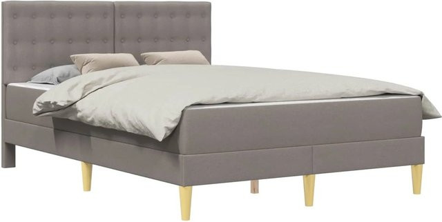 vidaXL Bettgestell mit Matratze und Kopfteil in Taupe, B/T/H: 120 x 200 x 124 cm, Stoffbezug - Bild 1