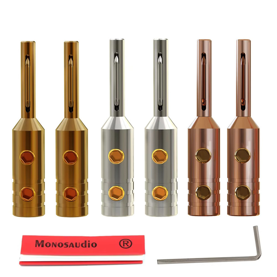Monosaudio Bananenstecker B80 aus Reinkupfer mit Silber- und Goldbeschichtung für 5mm Lautsprecherkabel - Bild 3