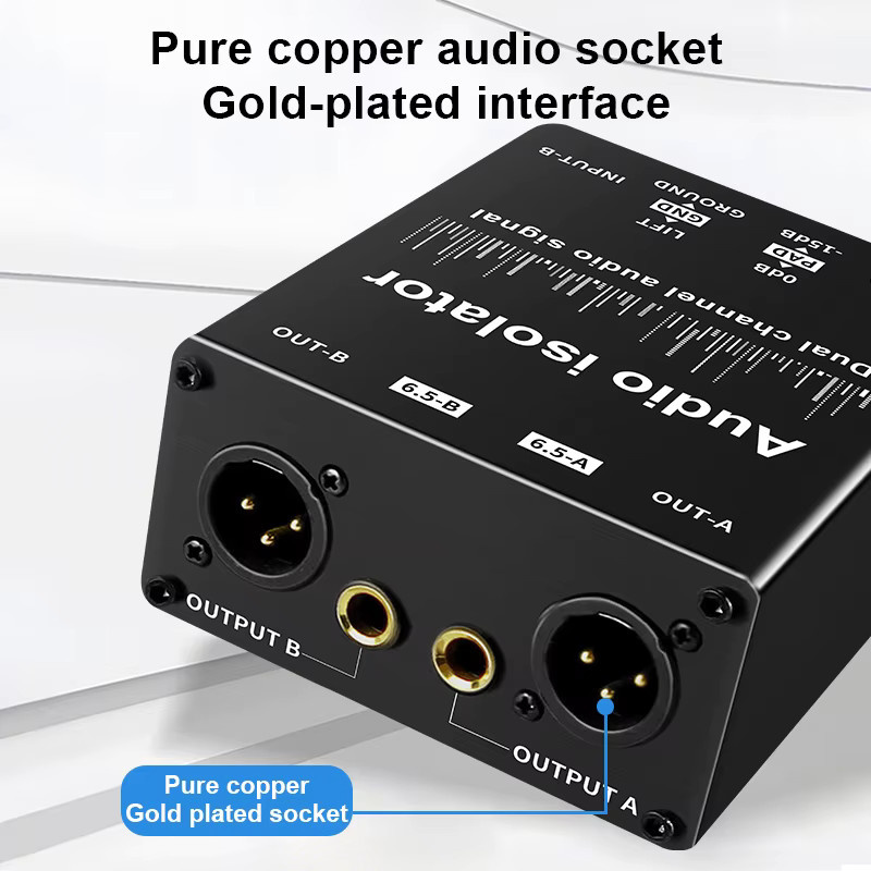 TITAK Multifunktionaler XLR-RCA Audio-Isolator in Schwarz, professioneller 2-Wege-Passiv-Audio-Rauschfilter für Live-Übertragungen - Bild 5