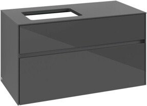 V&B Waschtischunterschrank Collaro in Grau Hochglanz mit Waschbeckenanschluss links, B/T/H: 100 x 54,8 x 50 cm - Bild 1