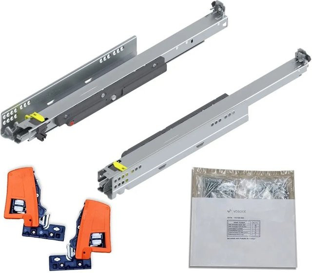 Blum Movento Tip-On 760H Schubladenschienen Set Vollauszug mit Push-to-Open Funktion, Farbe: Silber, Tiefe: 270 mm, Tragkraft: 40 kg - Bild 1