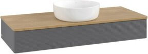 V&B Waschtischunterschrank Antao mit Frontstruktur in Anthrazit und Eiche Honig, B/T/H: 120 x 50 x 19 cm - Bild 1