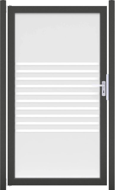 GroJaAmbiente Tor Streifen DIN rechts Rahmen DB703 aus Aluminium und Glas - Bild 1