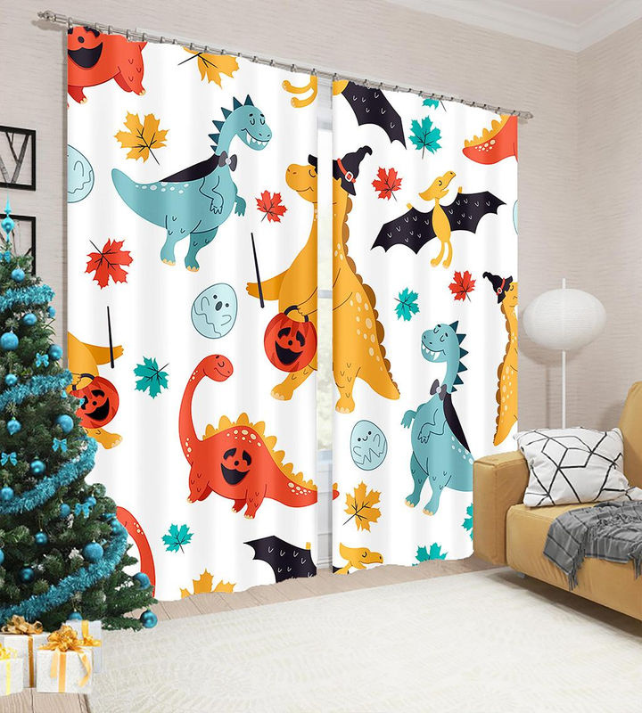 A Family Of Home Textiles Dinosaurier Vorhänge für Kinder, 2er-Set, halbtransparent, Mehrfarbig, B: 85 cm, H: 220 cm - Bild 4