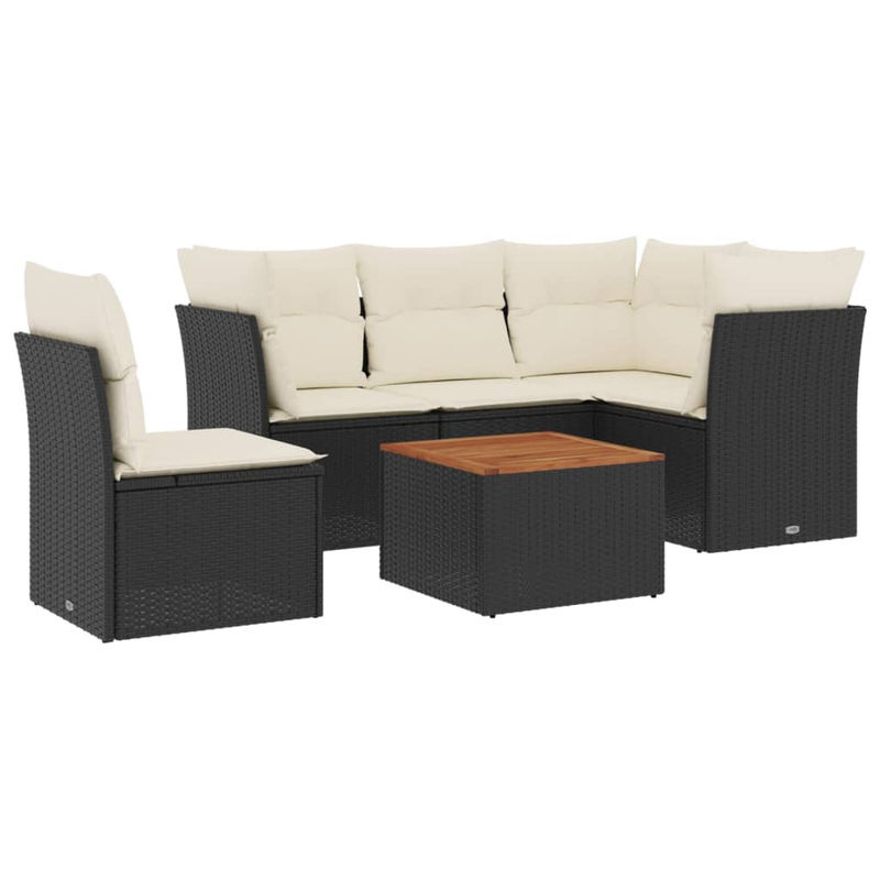 Vidaxl Gartenmöbel-Set aus Polyrattan mit Kissen, 6-teilig, Schwarz - Bild 2