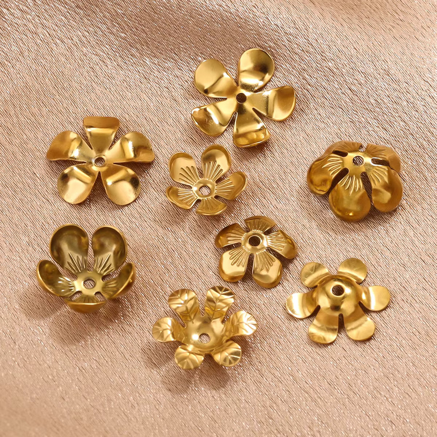 Aiovlo Charms Anhänger, Edelstahl, Blume, Gold, Vintage, Unisex - Bild 2