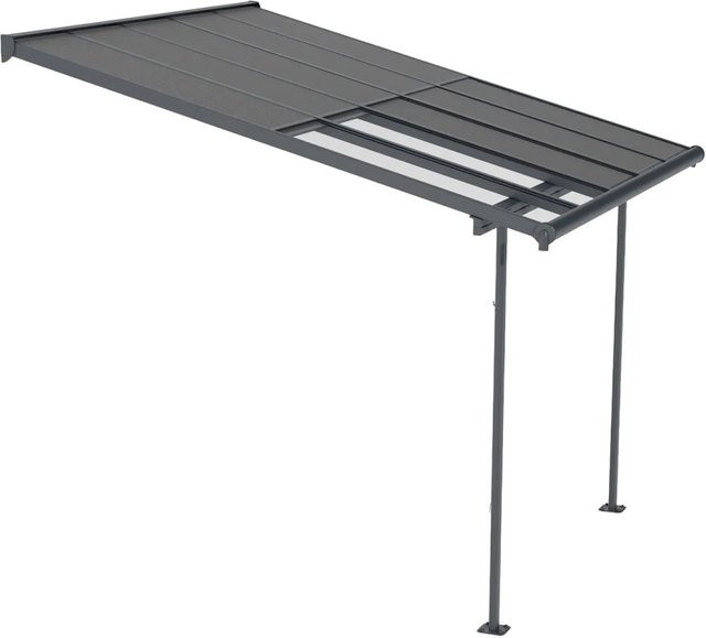Palram Canopia Terrassenüberdachung Sierra Cabrio in Grau mit Polycarbonat-Dach und Regenrinne, B: 3,14 m x T: 2,95 m - Bild 1