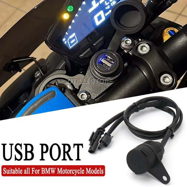Wasserdichtes Motorrad-Ladegerät mit USB-C Anschluss für BMW R1250R R18 F900XR G310R F700GS F650GS F800GS in Schwarz - Bild 1