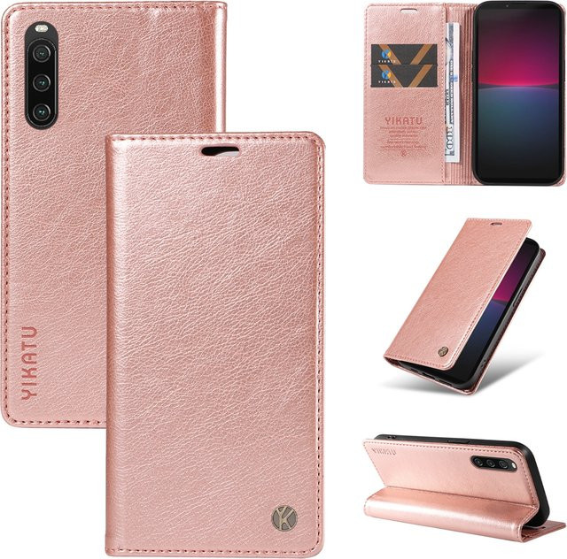 Magnetische Lederhülle im Brieftaschen-Design für Sony Xperia 1 VII 1 VI 10 V 5G in Pink - Bild 1