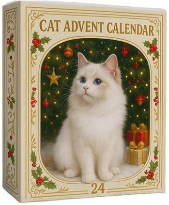 Katzen Adventskalender mit 24 Tagen Weihnachts-Countdown und niedlichen Acryl-Kätzchen Ornamenten in Schwarz und Weiß von QIIAII D - Bild 1