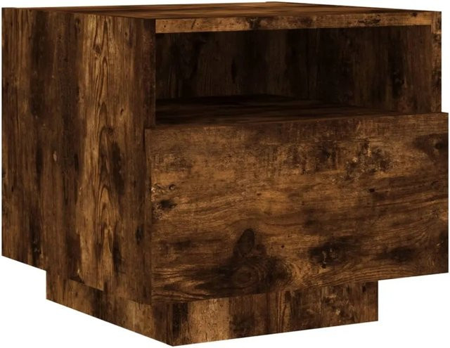 vidaXL Nachttisch mit integrierter LED-Beleuchtung in Räuchereiche, B/T/H: 40 x 39 x 37 cm - Bild 1