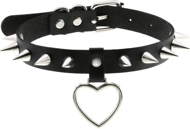 DIEZI Choker Halskette, PU-Leder, Schwarz, Unisex, Herz Stern Anhänger - Bild 1