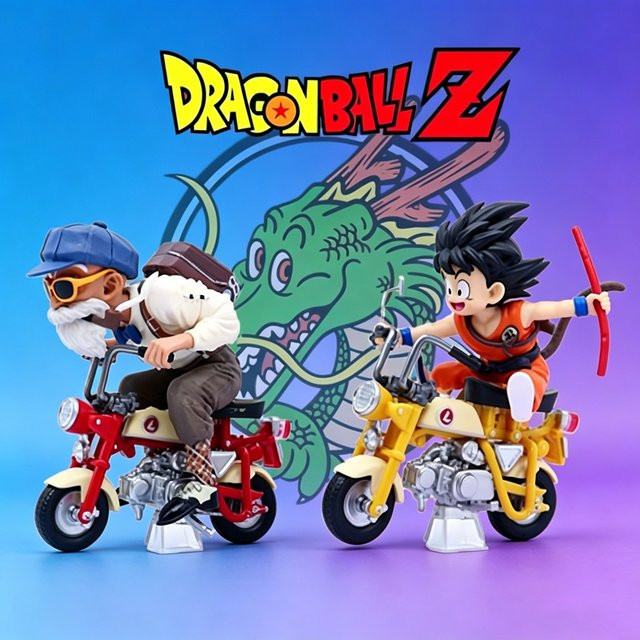 Bandai Dragon Ball Z Son Goku & Master Roshi Motorrad Kame Sennin Actionfigur, PVC - Bild 1