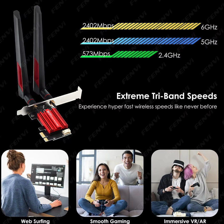 Fenvi WiFi 6E AX210 PCIe Netzwerkkarte mit Bluetooth 5.4, Tri-Band 2,4G/5G/6GHz Wireless Adapter für PC, kompatibel mit Windows 10/11 - Bild 4