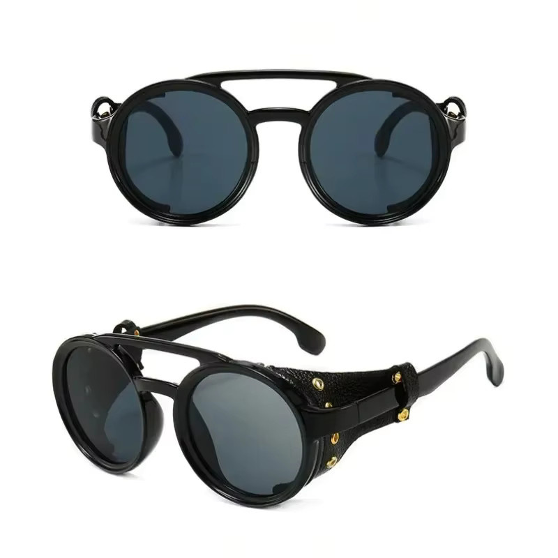 Steampunk Shields Sonnenbrille, Rund, Vollrand, Schwarz, Unisex - Bild 3