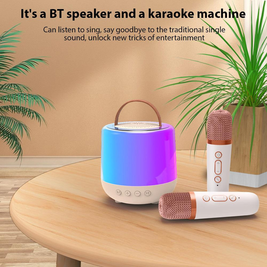 Honor Electronics Karaoke Maschine Mini Set mit 2 drahtlosen Bluetooth Mikrofonen und Lautsprecher in Weiß mit LED-Beleuchtung - Bild 7