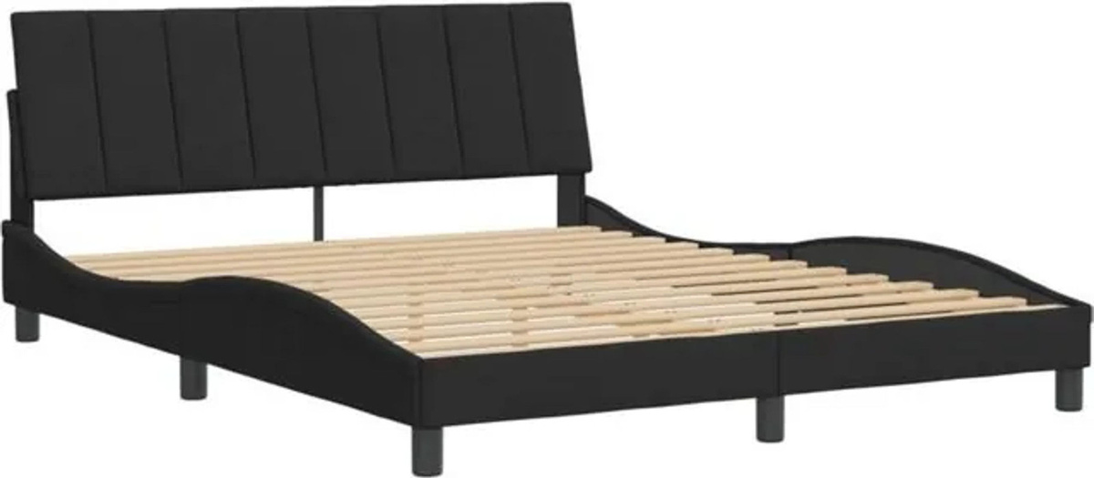 Modernes Polsterbett Vidaxl799434 aus Samt und Metall in Schwarz, B/T/H: 160 x 200 x 74,5 cm - Bild 1