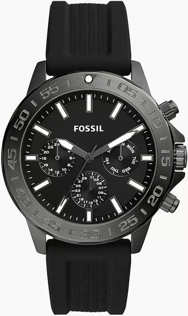 Fossil Armbanduhr Herren, Quarz, Edelstahlgehäuse, Silikon, Schwarz - Bild 1