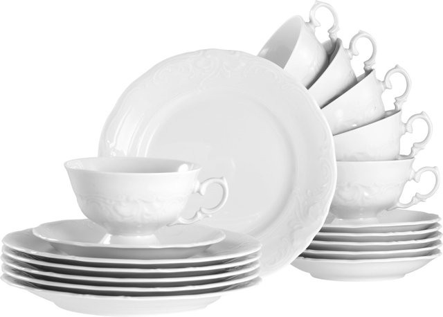 CreaTable Kaffeeservice Frederike aus Porzellan, 18-teilig, Weiss - Bild 1