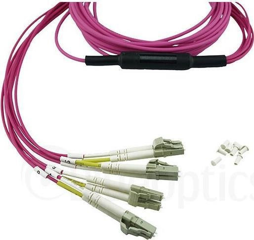 NetApp Kompatibles BlueOptics LWL Breakout Patchkabel MPO/UPC auf 4x Duplex LC/UPC, Multimode OM4 G50/125µm, Farbe: Magenta, Länge: 5 Meter - Bild 1