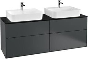 Villeroy & Boch Waschtischunterschrank Finion mit Wandbeleuchtung und integrierter Beleuchtung, Schwarz, B: 160 cm, T: 60,3 cm, H: 50,1 cm - Bild 1