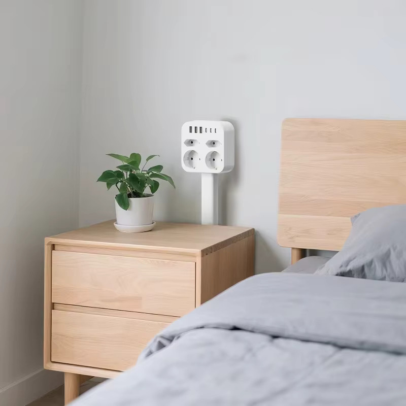 Luxuglow Verstellbarer Steckdosenverlängerer mit EU und US Stecker, Ausziehbarer Stromstecker in Weiß - Bild 2