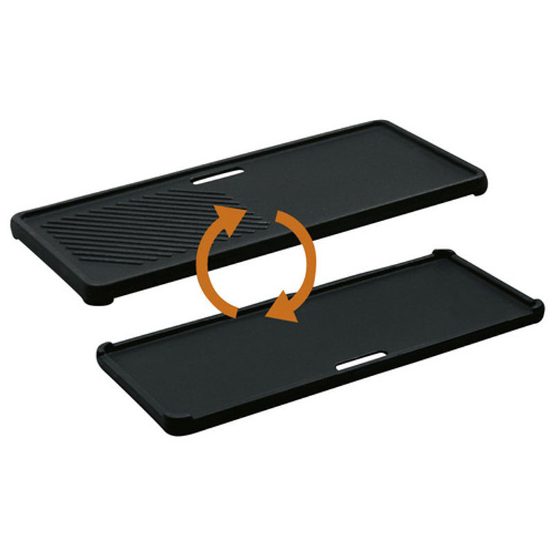 Enders Guss-Wendeplatte 1/3 für Gasgrill Boston 3 K aus emailliertem Gusseisen, schwarz, B: 43 cm, T: 21 cm, H: 1 cm - Bild 3