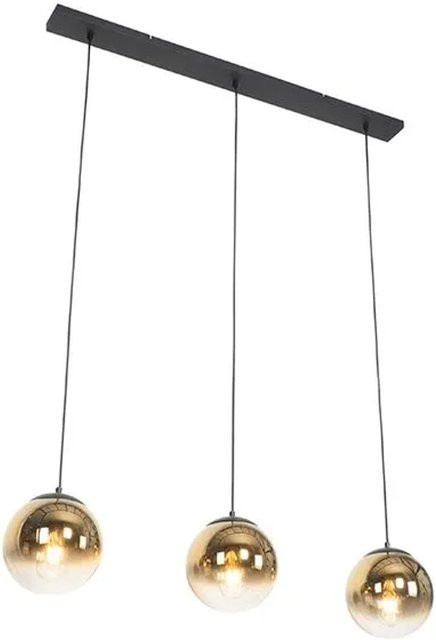 QAZQA Art Deco Hängelampe Schwarz und Gold mit 3 Glaskugeln, dimmbar und höhenverstellbar - Bild 1