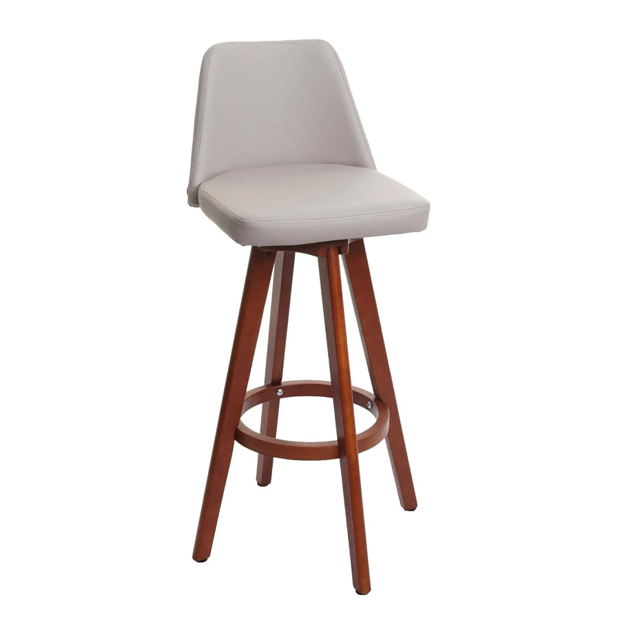 Drehbarer Barhocker MCW-C43 in Taupe mit Holz und Kunstleder im Retro-Look, Höhe: 105 cm, Breite: 50 cm, Tiefe: 50 cm - Bild 2
