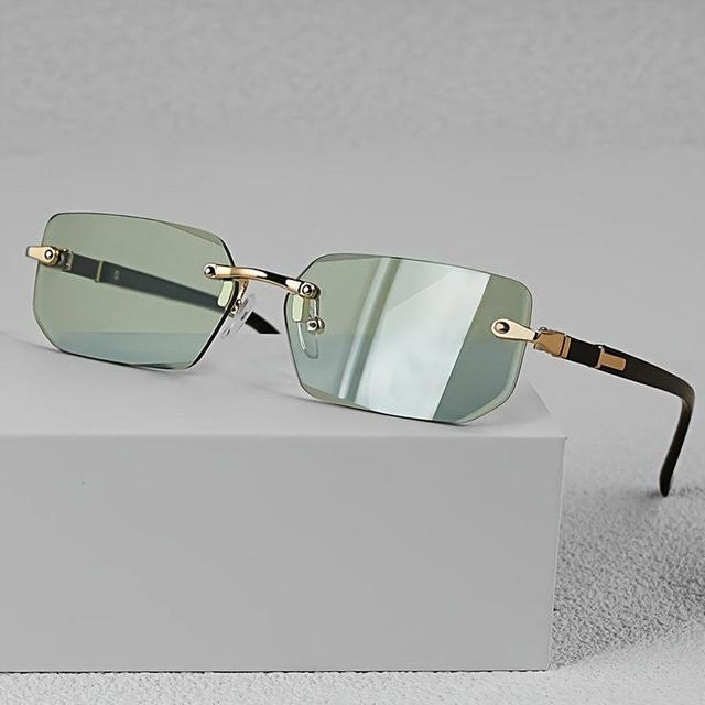 Dote Korrektionsbrille, randlos, rechteckig, Metall, gold, grün, schwarz, Unisex - Bild 1