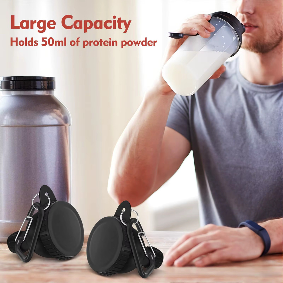 Tragbarer Proteinpulver-Trichter mit Karabiner in Schwarz, 50 ml Reisebehälter aus Kunststoff - Bild 3