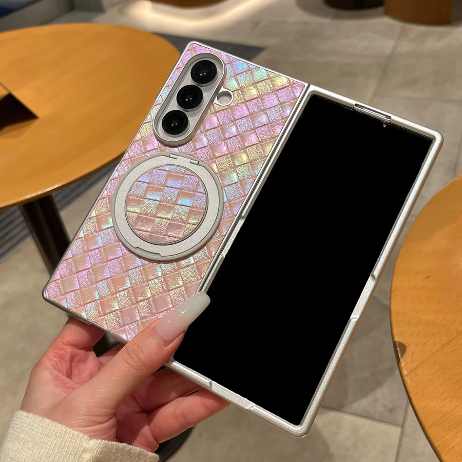 Silberne geflochtene magnetische Standhülle für Samsung Galaxy Z Fold 7/6/5/4/3 - Bild 1