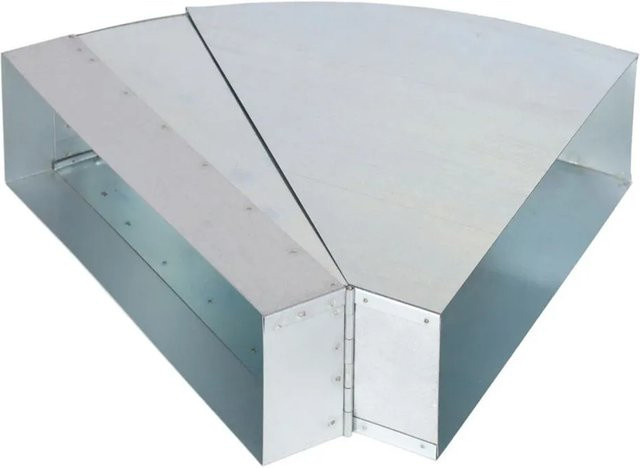 Subtiel Flachkanal Bogen verstellbar 45-90 Grad aus verzinktem Stahl, Farbe: Silber, B/T/H: 300 x 90 x 30 mm - Bild 1