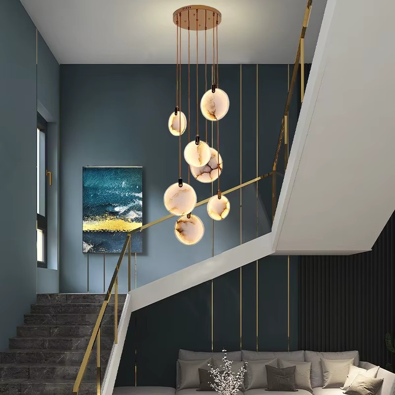 ABCZ Kronleuchter aus Kupfer und Marmor in modernem Luxus-Design für Wohnzimmer, Schlafzimmer oder Treppenhäuser - Bild 3
