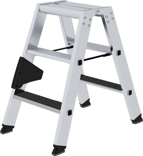 PROREGAL Stufen-Stehleiter Clip-Step R13 beidseitig begehbar in Silber, 2 x 3 Stufen - Bild 1