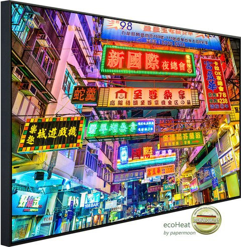 papermoon EcoHeat Infrarotheizung Hong Kong Alleyway mit Matt-Effekt in Bunt, App-Steuerung und Überhitzungsschutz - Bild 1