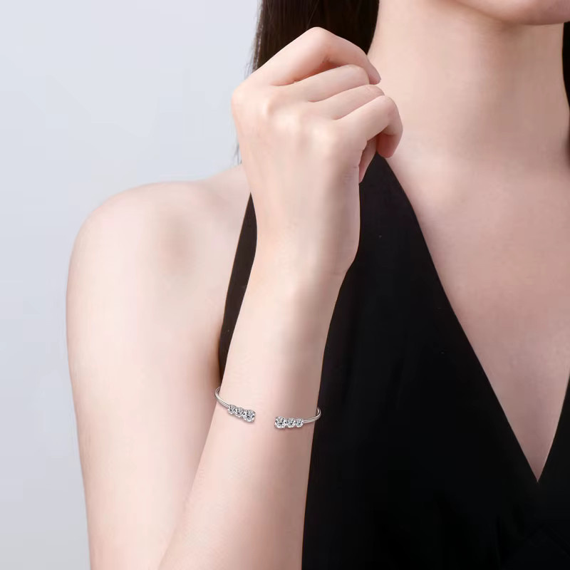 IOGOU Manschettenarmband, 925 Silber, Moissanit, Damen - Bild 3