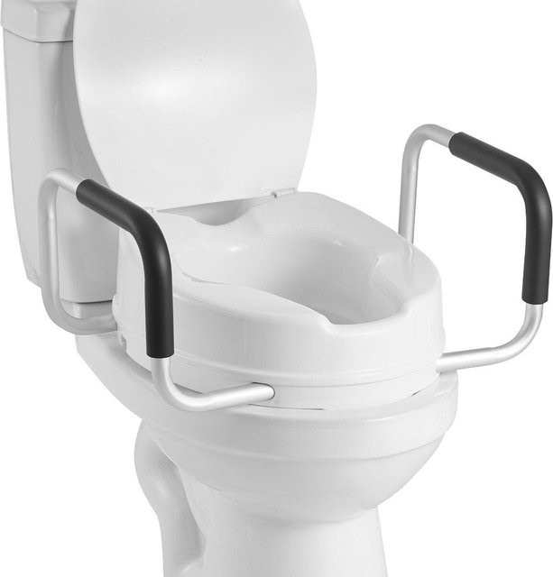 Buying Solutions MB Toilettensitzerhöhung mit Armlehnen und Polsterung, Farbe: Weiß, Erhöhung: 10,16 cm, Tragfähigkeit: 136,1 kg - Bild 1