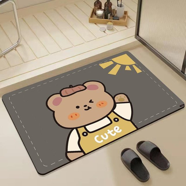 Saugfähige Kieselgurmatte für das Badezimmer von Yiran Furniture, rutschfest und modern, B/T: 60 x 40 cm, in Beige oder Grau - Bild 1