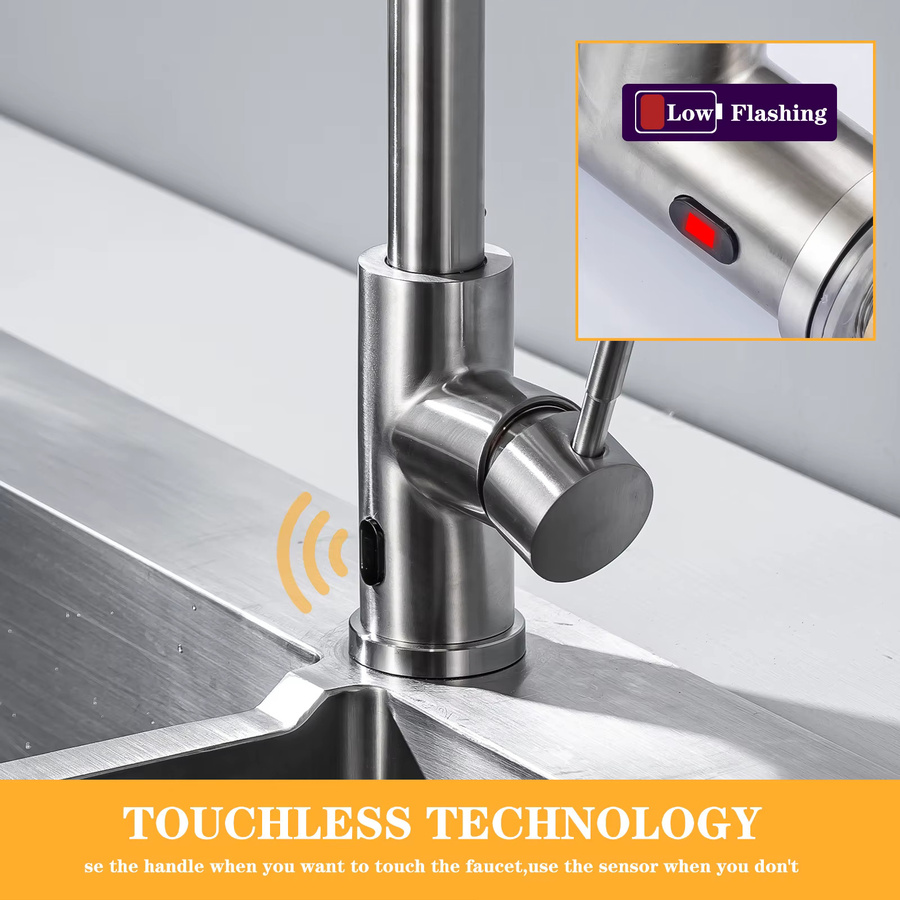 DQOK Smart Touchless Küchenarmatur mit Sensor in Brushed HWX-Finish - Bild 3